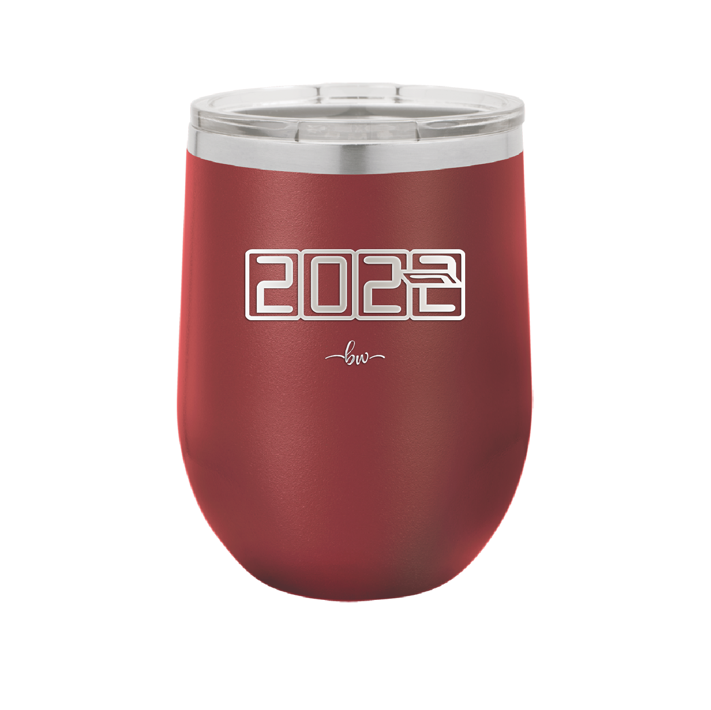 12 oz wine cup 2023 countdown-  maroon