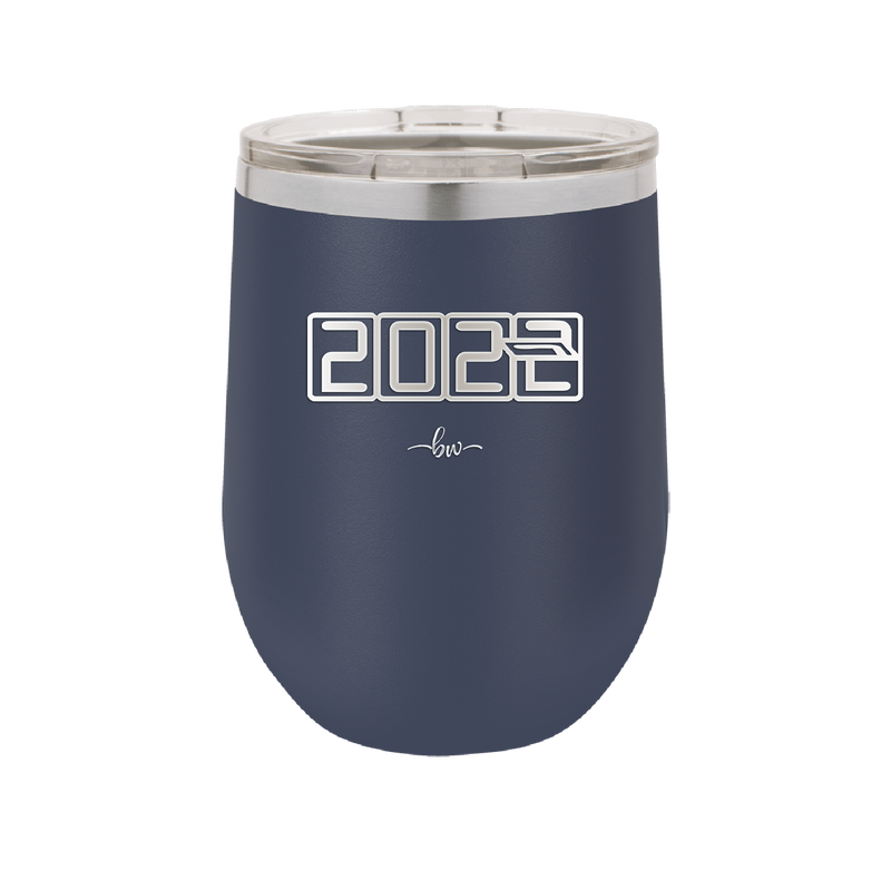 12 oz wine cup 2023 countdown-  navy