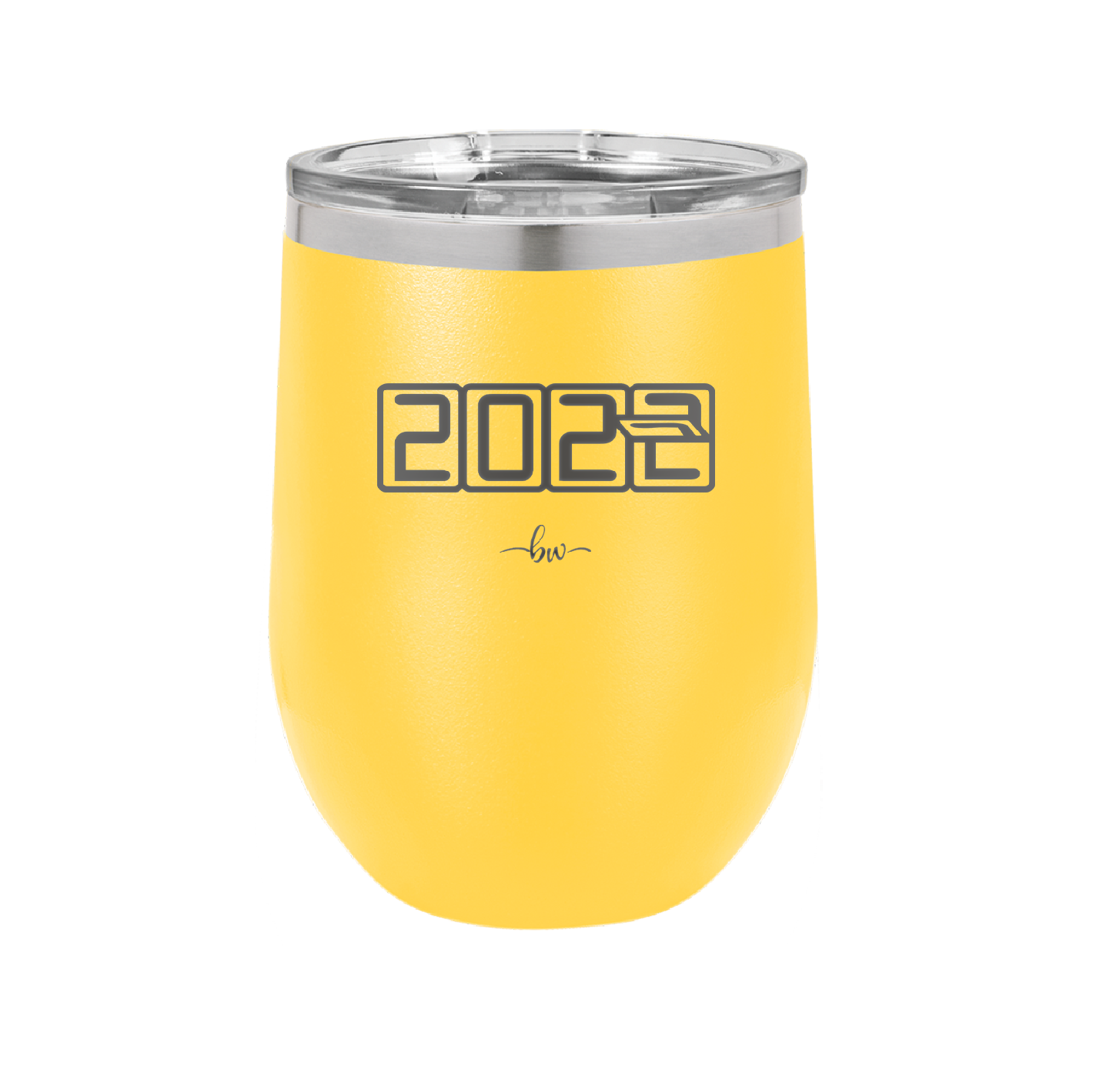 12 oz wine cup 2023 countdown-  yellow