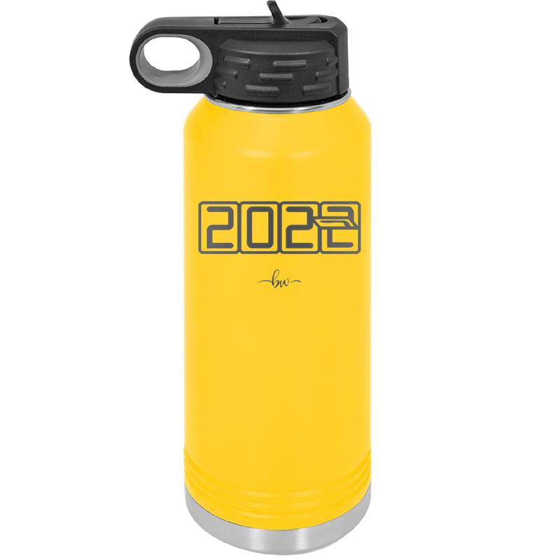 32 oz water bottle 2023 countdown-  yellow