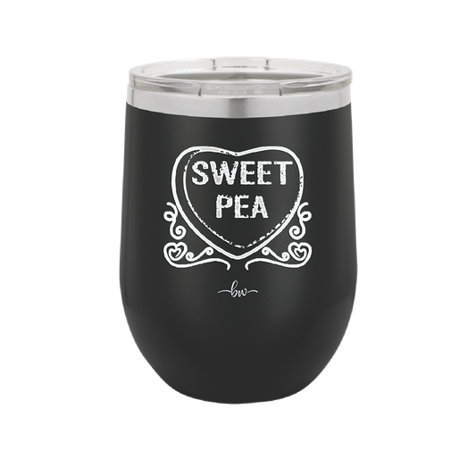 Candy Heart Sweet Pea - Laser Engraved Stainless Steel Drinkware - 1772 -