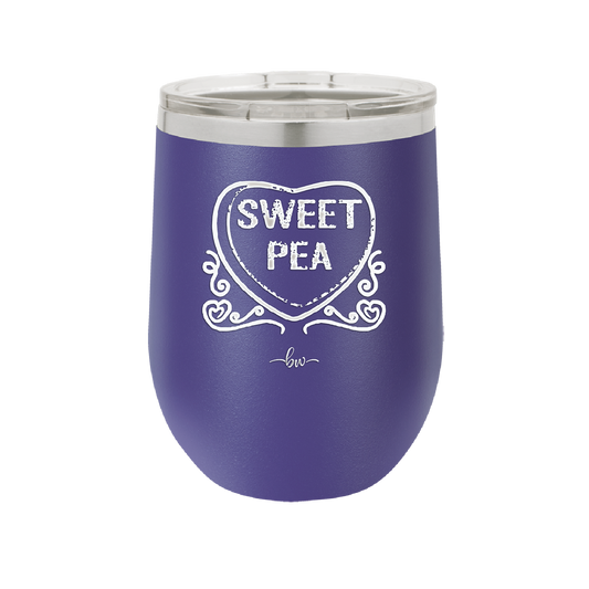 Candy Heart Sweet Pea - Laser Engraved Stainless Steel Drinkware - 1772 -