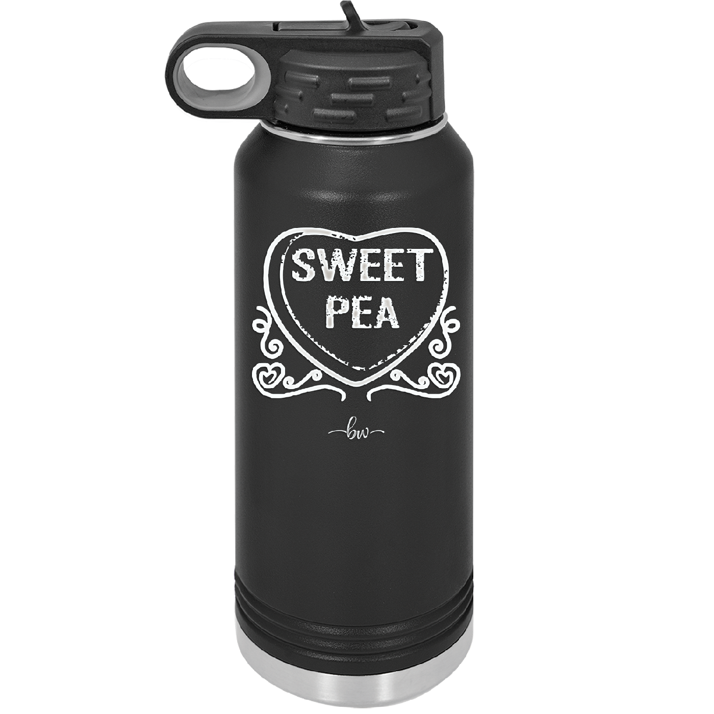 Candy Heart Sweet Pea - Laser Engraved Stainless Steel Drinkware - 1772 -
