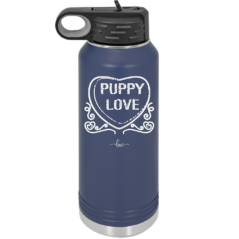 Candy Heart Puppy Love - Laser Engraved Stainless Steel Drinkware - 1773 -