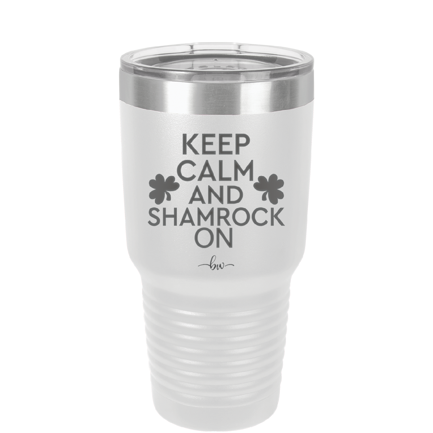 Keep Calm and Shamrock On - Laser Engraved Stainless Steel Drinkware - 1810 -