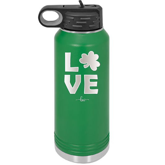 LOVE with Shamrock - Laser Engraved Stainless Steel Drinkware - 1825 -