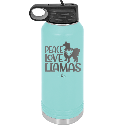 Peace Love Llamas - Laser Engraved Stainless Steel Drinkware - 1870 -