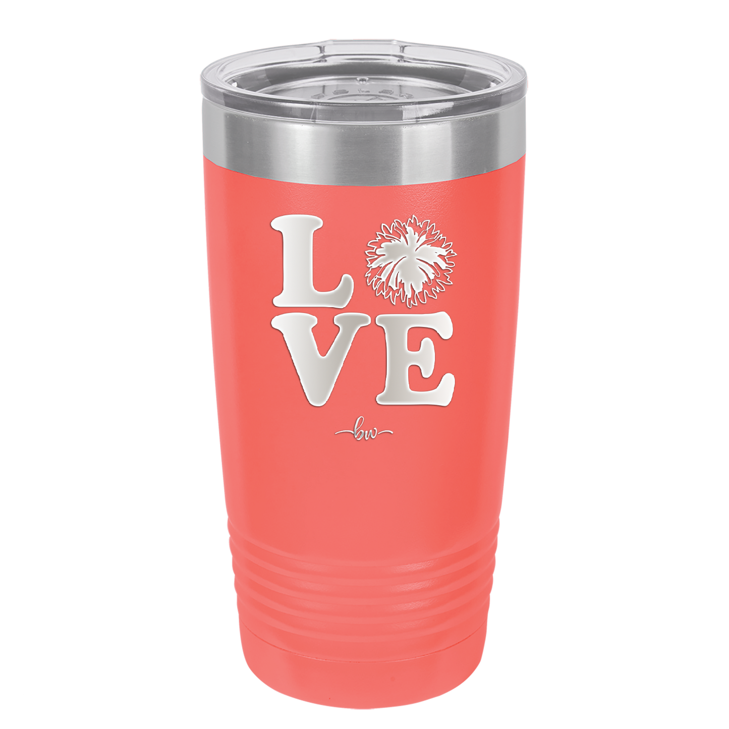 LOVE with Cheer Pompom - Laser Engraved Stainless Steel Drinkware - 1884 -