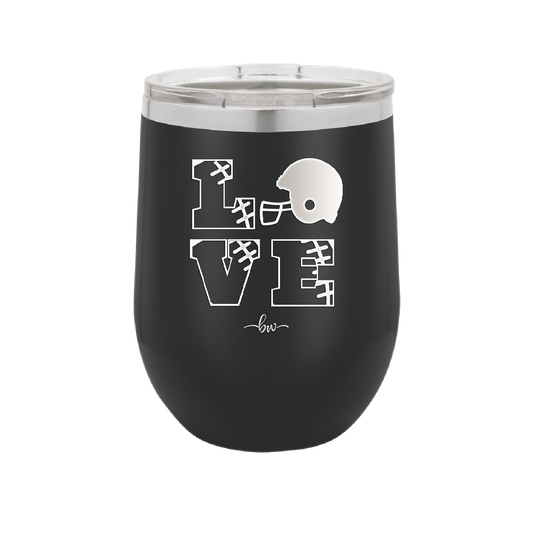 LOVE with Football and Helmet - Laser Engraved Stainless Steel Drinkware - 1889 -