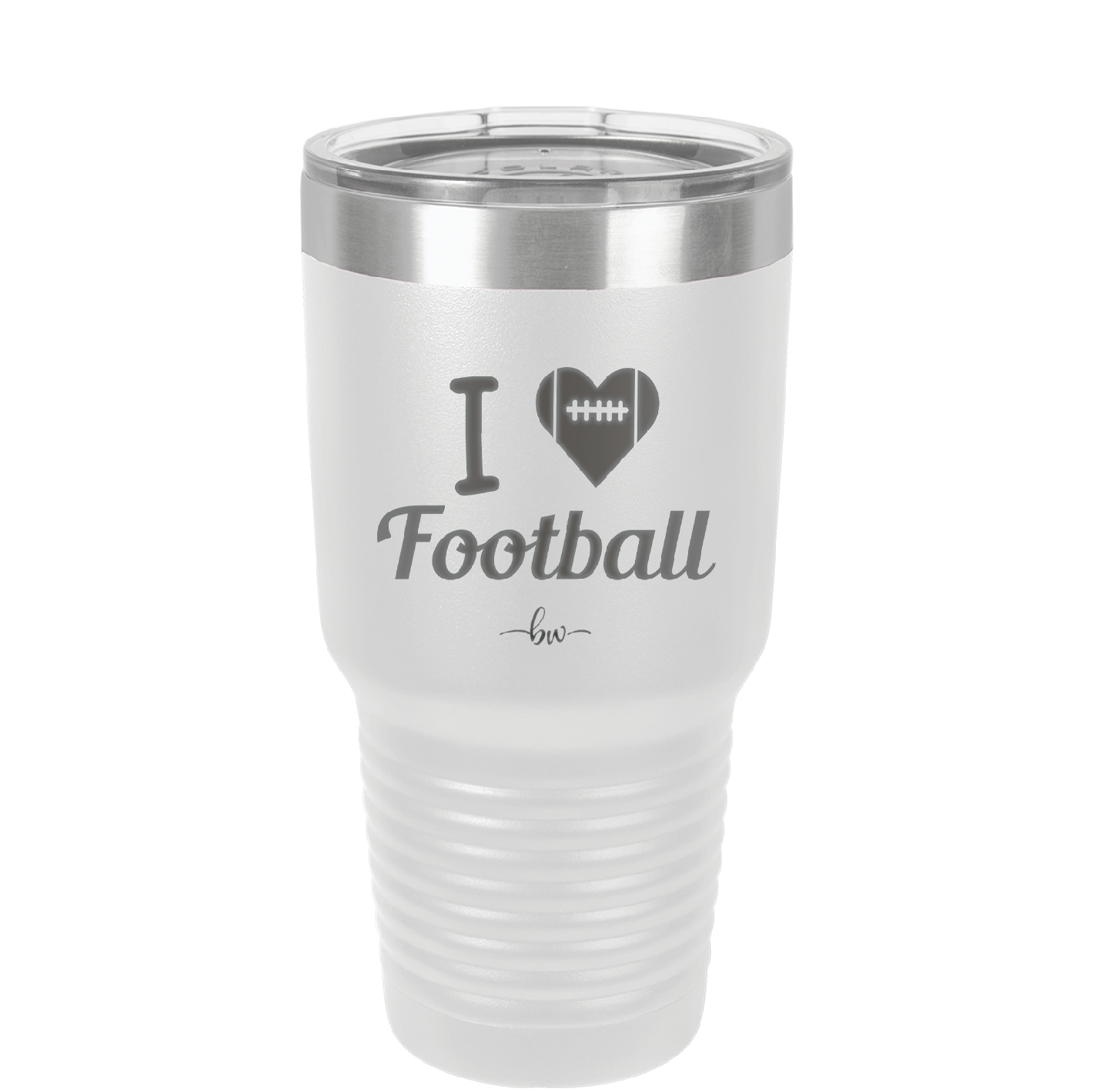I Heart Football - Laser Engraved Stainless Steel Drinkware - 1890 -