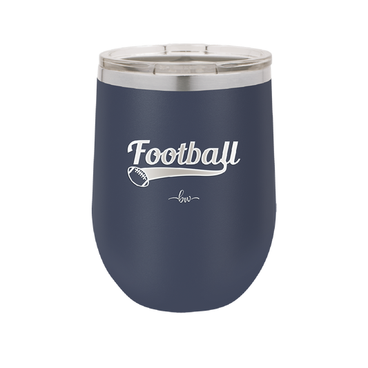 Football Text with Ball - Laser Engraved Stainless Steel Drinkware - 1891 -