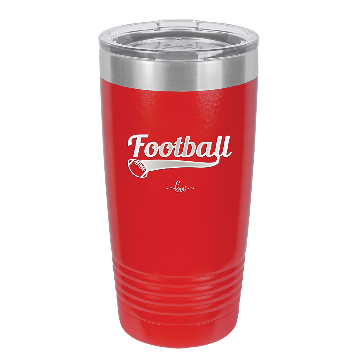 Football Text with Ball - Laser Engraved Stainless Steel Drinkware - 1891 -