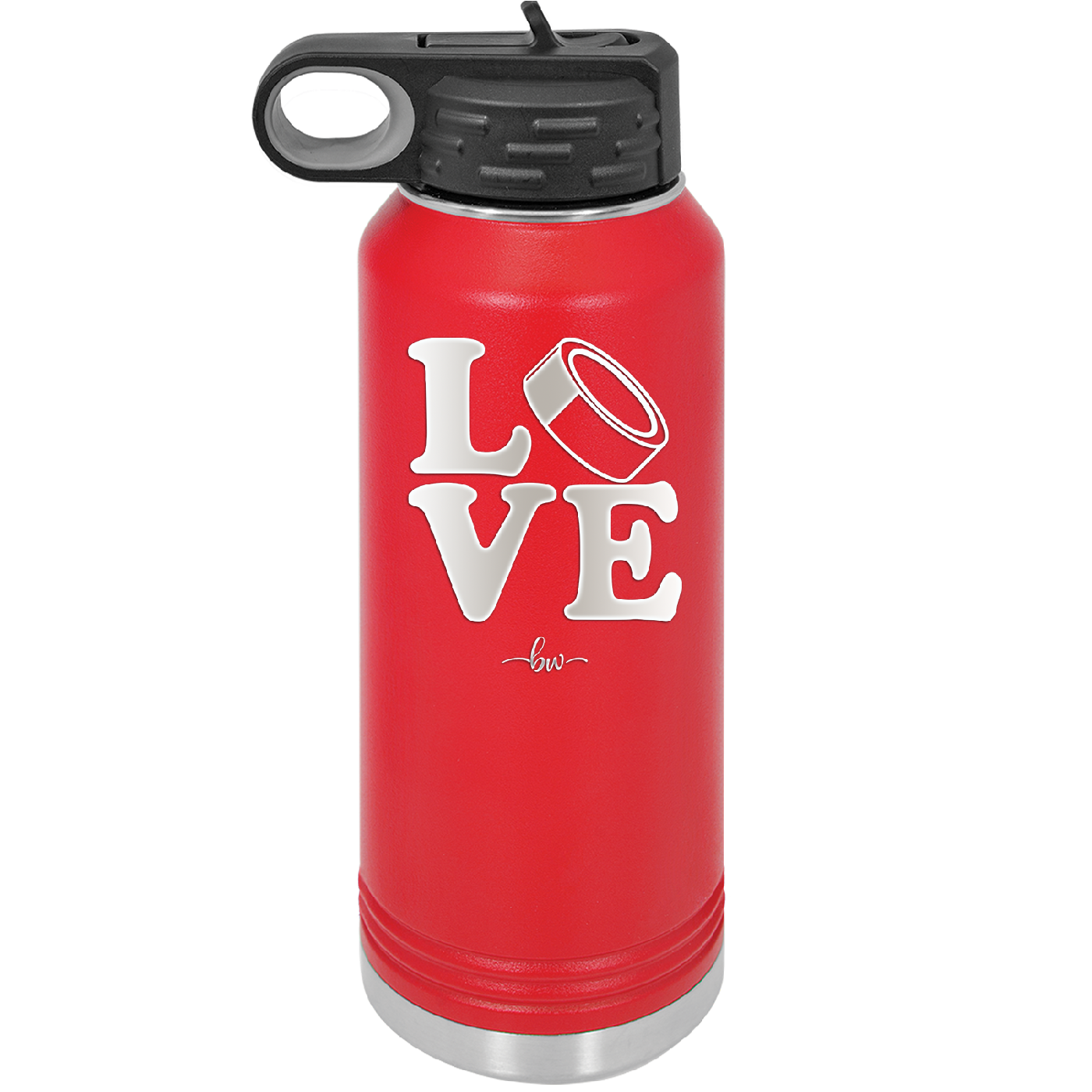 LOVE with Hockey Puck - Laser Engraved Stainless Steel Drinkware - 1895 -