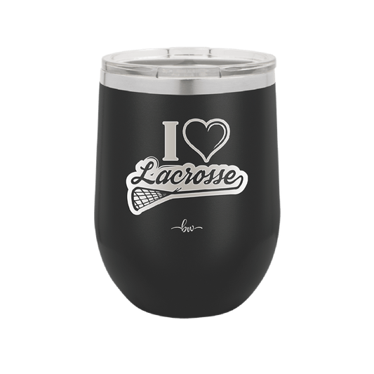 I Heart Lacrosse - Laser Engraved Stainless Steel Drinkware - 1901 -