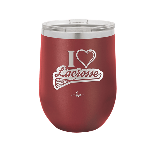 I Heart Lacrosse - Laser Engraved Stainless Steel Drinkware - 1901 -