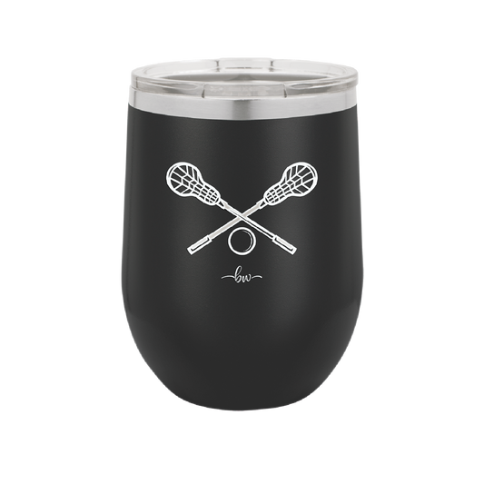 Lacrosse Crossed Sticks - Laser Engraved Stainless Steel Drinkware - 1902 -