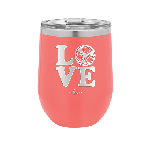 LOVE with Soccer Ball - Laser Engraved Stainless Steel Drinkware - 1908 -