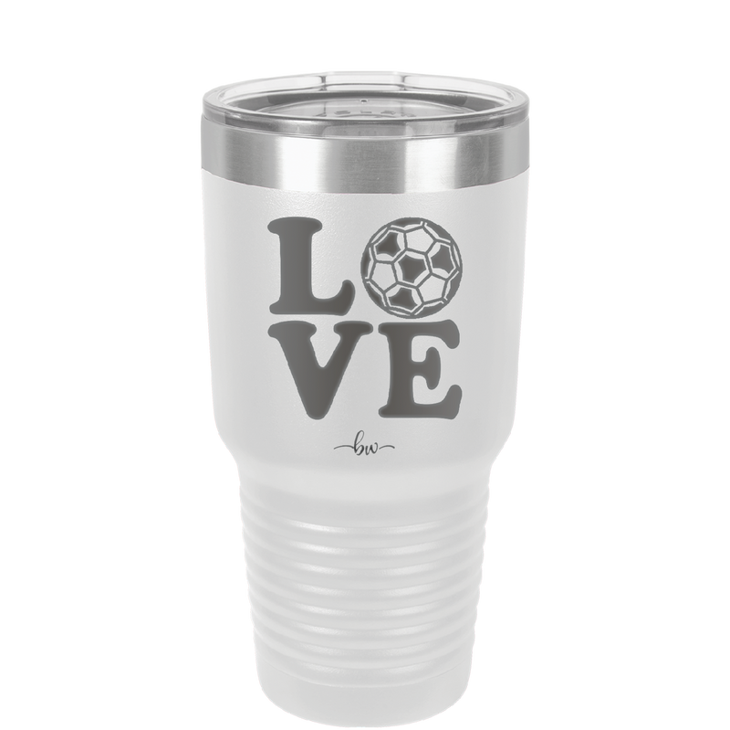 LOVE with Soccer Ball - Laser Engraved Stainless Steel Drinkware - 1908 -