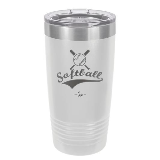 Softball with Bats and Ball - Laser Engraved Stainless Steel Drinkware - 1917 -