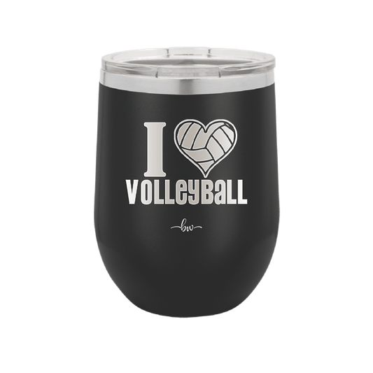 I Heart Volleyball - Laser Engraved Stainless Steel Drinkware - 1925 -