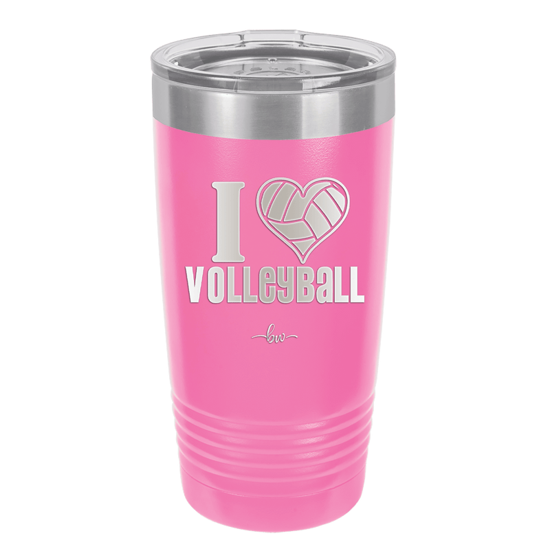 I Heart Volleyball - Laser Engraved Stainless Steel Drinkware - 1925 -