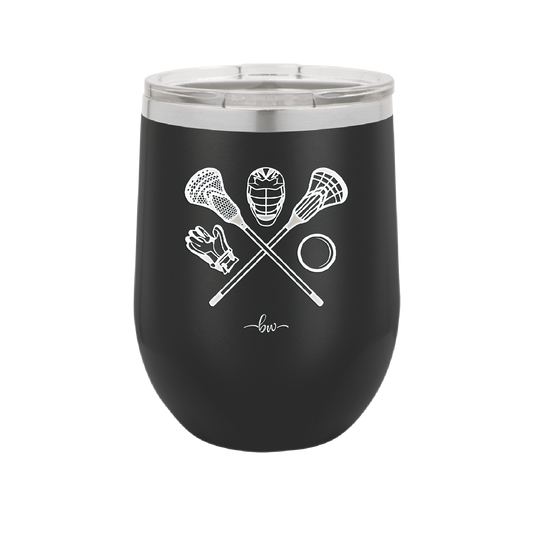 Lacrosse Crossed Sticks with Gear - Laser Engraved Stainless Steel Drinkware - 1941 -