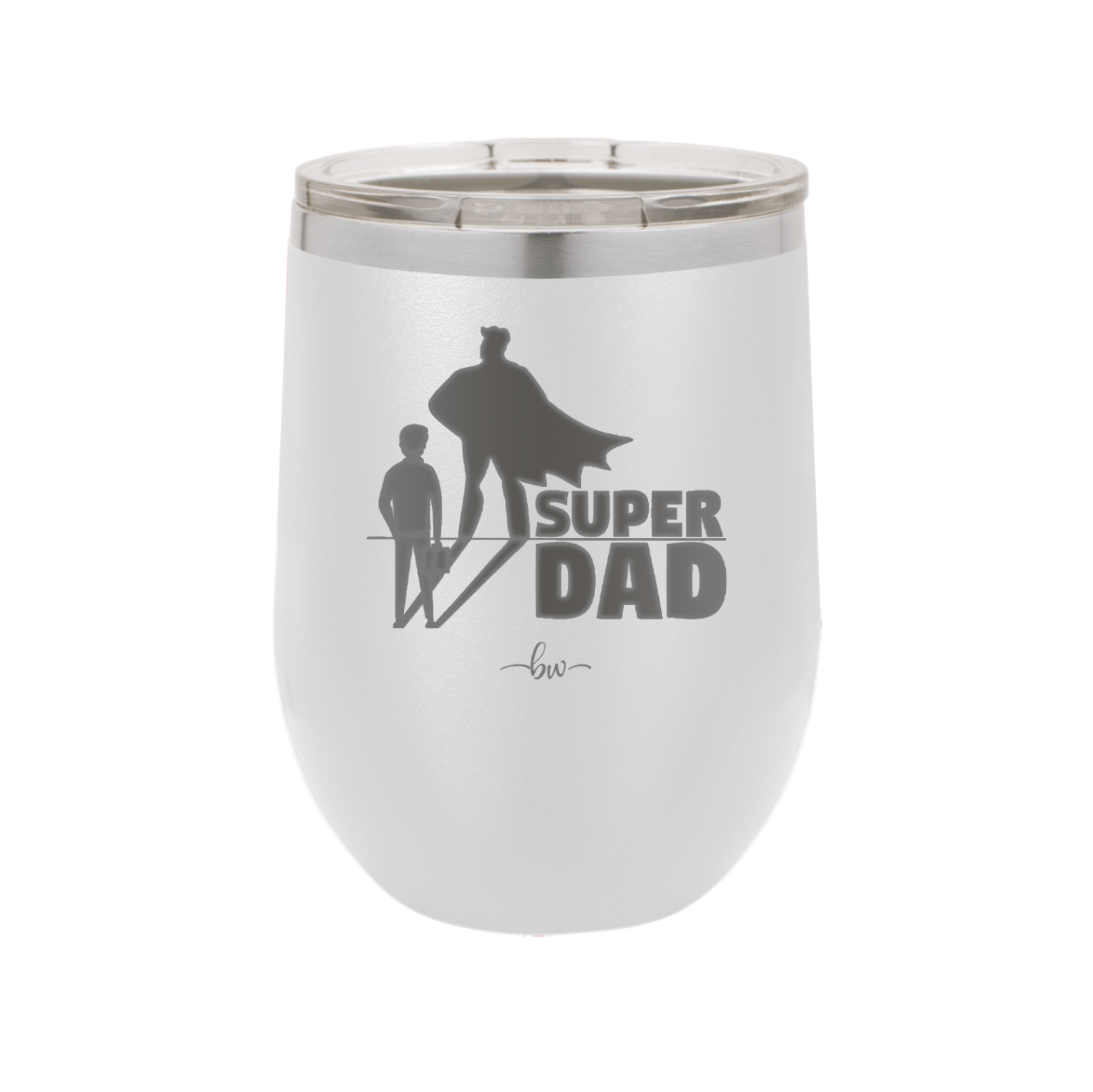Super Dad with Cape Silhouette - Laser Engraved Stainless Steel Drinkware - 2046 -