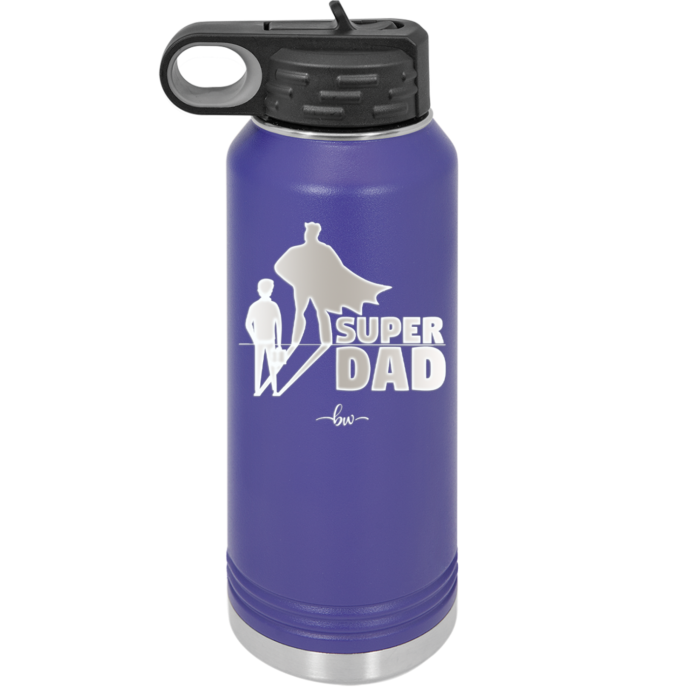 Super Dad with Cape Silhouette - Laser Engraved Stainless Steel Drinkware - 2046 -