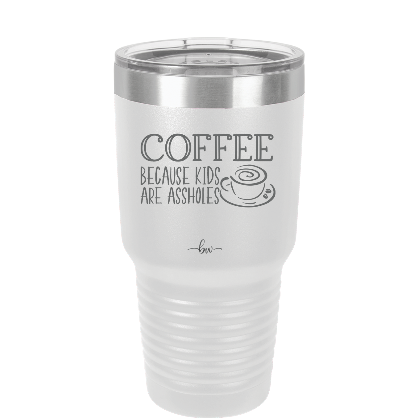 Coffee Because Kids Are Assholes with Cup and Saucer - Laser Engraved Stainless Steel Drinkware - 2199 -
