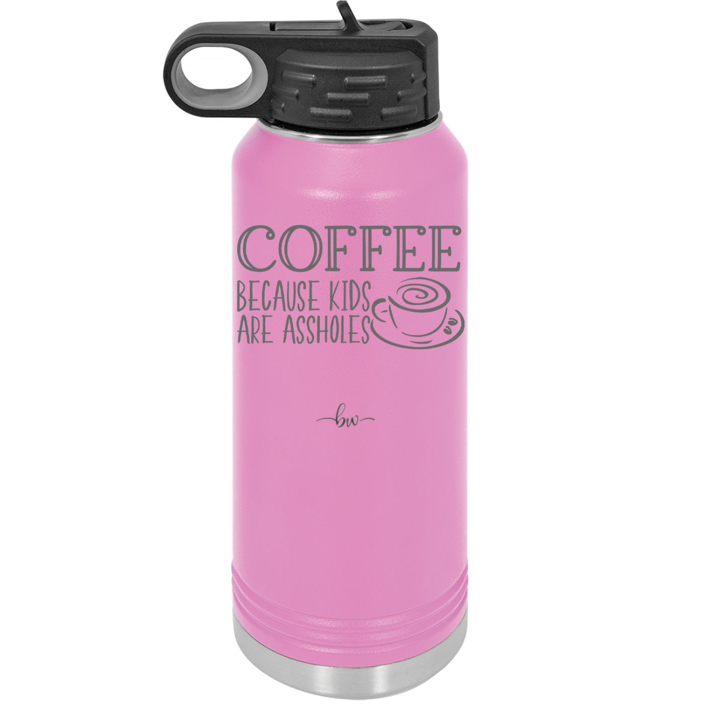 Coffee Because Kids Are Assholes with Cup and Saucer - Laser Engraved Stainless Steel Drinkware - 2199 -