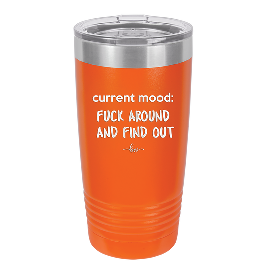 Current Mood: Fuck Around and Find Out - Laser Engraved Stainless Steel Drinkware - 2382 -