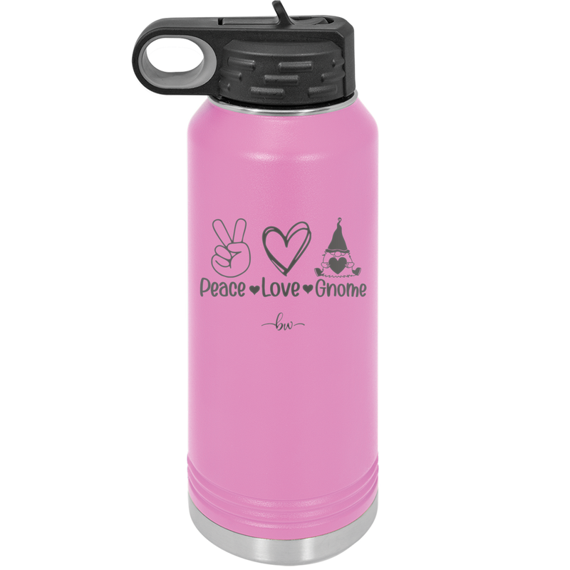 Peace Love Gnome - Laser Engraved Stainless Steel Drinkware - 2532 -