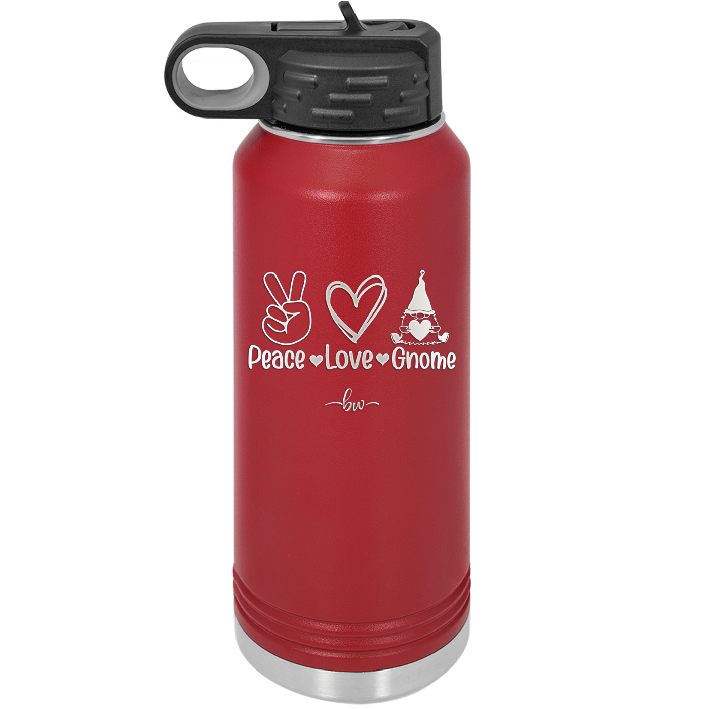 Peace Love Gnome - Laser Engraved Stainless Steel Drinkware - 2532 -